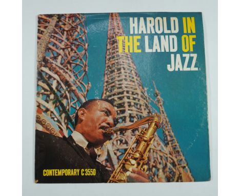A vintage vinyl LP, 'Harold In The Land of Jazz', released by Contemporary Records. This classic hard-bop album features the 