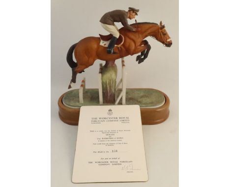 A Royal Worcester limited edition model, Capt. Raimondo d'Inzeo on Merano, modelled by Doris Lindner, with plinth and certifi