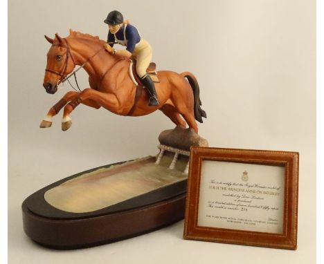 A Royal Worcester limited edition model, Princess Anne on Doublet, modelled by Doris Lindner, with plinth and certificate - P