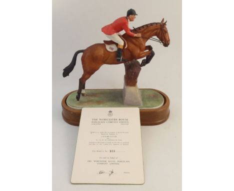 A Royal Worcester limited edition model, Lt. Col. Harry Llewellyn on Foxhunter, modelled by Doris Lindner, on a plinth base, 