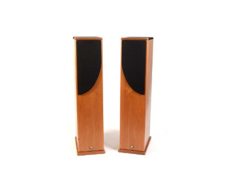 A pair of Castle Howard floor-standing speakers, in light-mahogany cabinets.