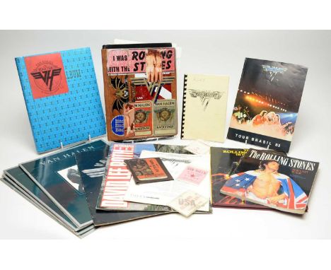 A collection of ephemera relating to Van Halen, to include: Back stage passes spanning from the late 70's and early 80's; cre