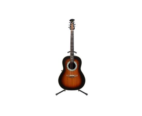 An Ovation model 1712 Custom Balladeer electro-acoustic guitar made in the USA, tobacco sunburst finish with a rosewood fretb