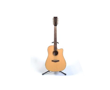 A Tanglewood TRD-12-CE 'Rosewood Reserve' electro-acoustic twelve string guitar, with single cutaway laminated rosewood body 