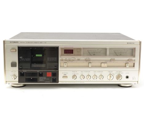 A Luxman K-03 manual-calibration cassette deck, with silver brushed-aluminium facia.