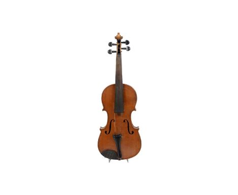 An early 20th-century Continental violin with two-piece inlaid flamed maple back, flamed maple ribs and a fine-grained top, l