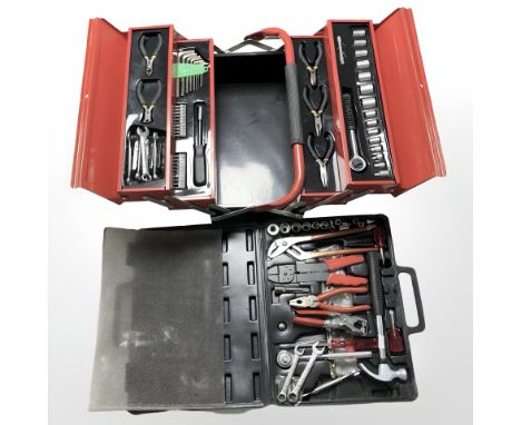 A Concertina tool box and contents, and a further tool set in plastic carry case.