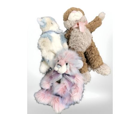 Two Charlie Bears with tags : Puddy Cat and Lollypop, together with a Bear House teddy bear with tag, Caulfield 