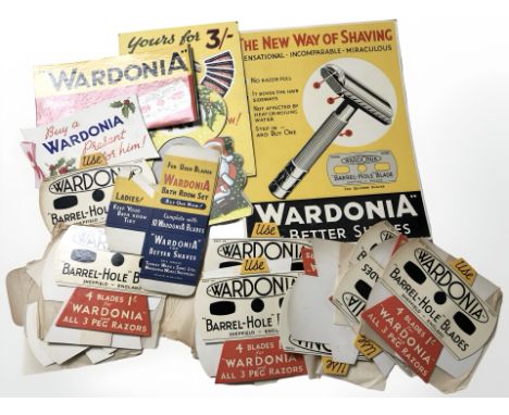 A collection of Wardonia razor blade advertising cards.