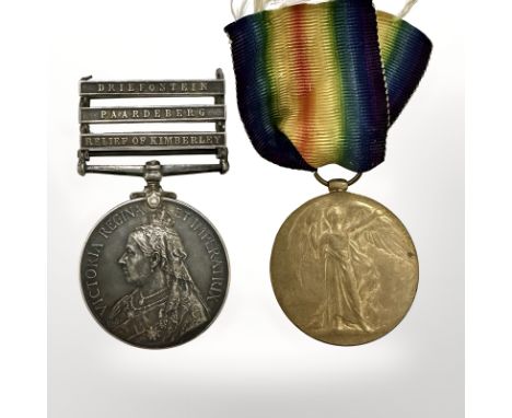 Two Boer War/First World War medals from the Wolpert family of Yorkshire, comprising a Queen's South Africa Medal with three 