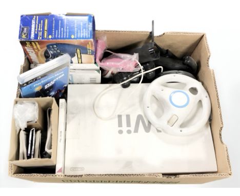 A Nintendo Wii console, other gaming items, games etc. (1 box)