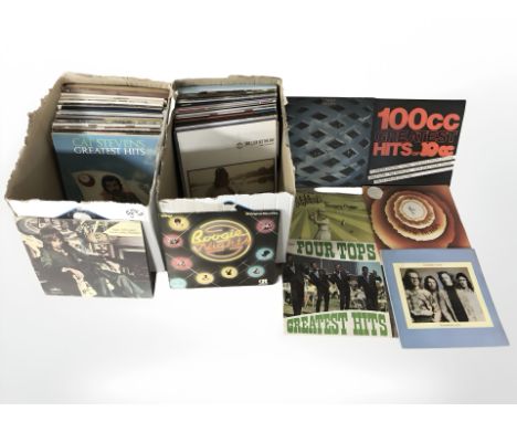 Assorted vinyl records and 45 singles, including T-Rex, Rod Stewart, The Beach Boys, Bob Dylan, Wings, The Police, 10cc, The 