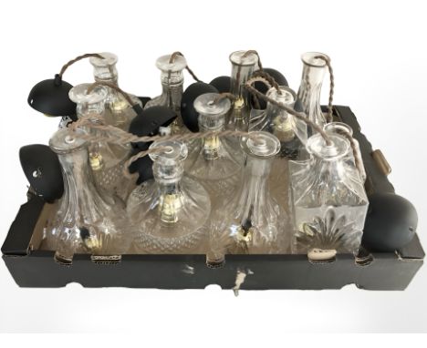 Twelve pressed glass light fittings. (1 box)