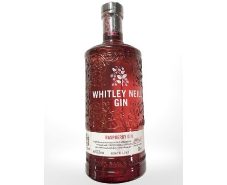 A bottle of Whitley Neill raspberry gin, 70 cl.