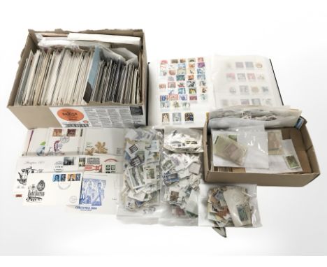 A large quantity of loose stamps, First Day Covers, etc. (2 boxes)
