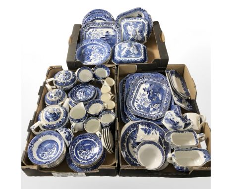 A collection of Burleigh Ware Willow pattern table wares. (3 boxes)