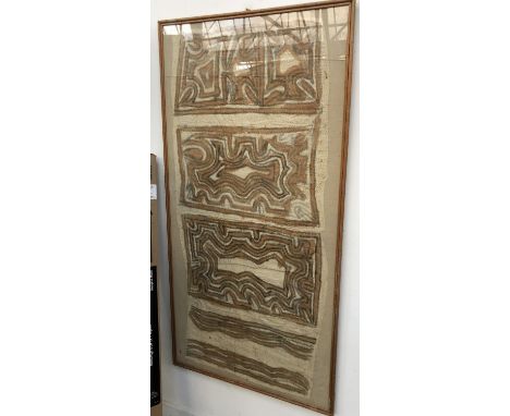 Tribal art: a Papua New Guinea ceremonial barkcloth, woven fibre with pigment, purchased in Port Morseby, 1958, approx. 150x6