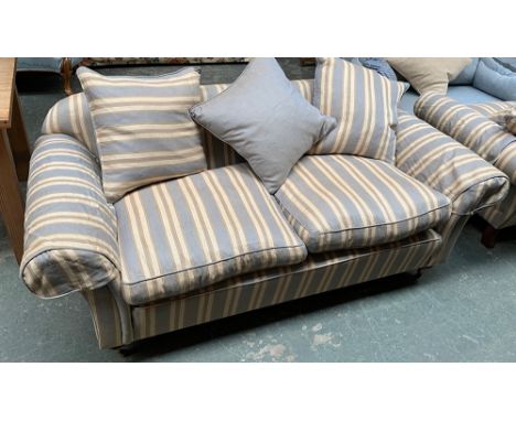 A good modern Balmain &amp; Balmain country house three seater sofa, upholstered in a blue, cream and ochre striped herringbo