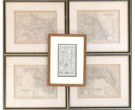 Paterson's Itinerary, London to Edinburgh road map, 17x9cm; together with four 19th century maps of Yorkshire, engraved for D