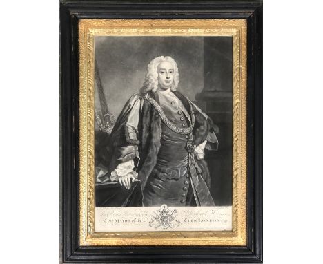 John Faber Jr (c.1695-1756) after Ramsay, portrait of Sir Richard Hoare, mezzotint, 35x25cm 