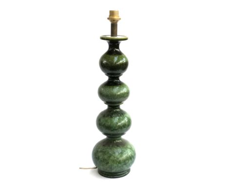 Interior design interest: a tall green glazed segmented table lamp, 74cmH