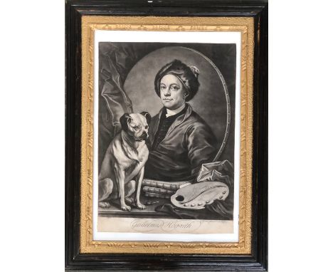 C Spooner after Hogarth, self portrait, mezzotint c.1749, 36x26cm 