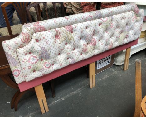 A button upholstered double headboard, floral print, 155cmW