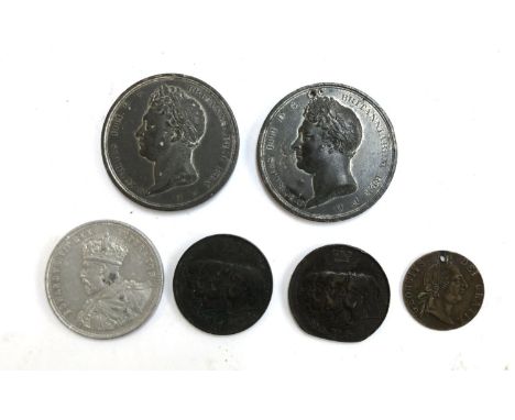 Two George IV died June 26 1830 commemorative medallions, together with an Edward VII in memoriam medallion, an 1896 Remingto