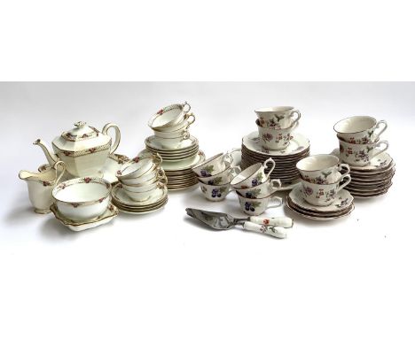 An approx. 39 piece Noritake 'Mountain Grape' part tea service; together with a Crescent England part tea service, approx. 32