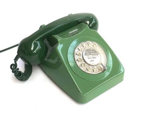 Two rotary dial telephone with label for Cerne Abbas, one green the other black (2) 