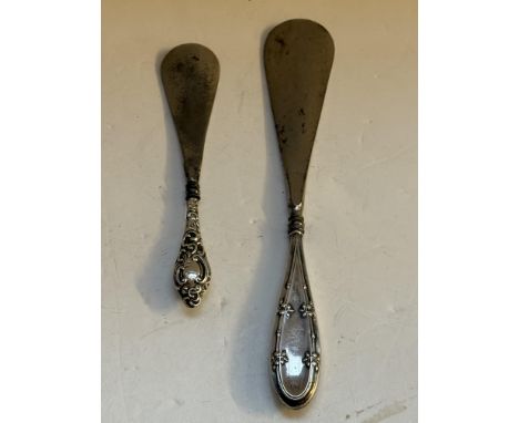 2 Chester hallmark silver shoe horns 