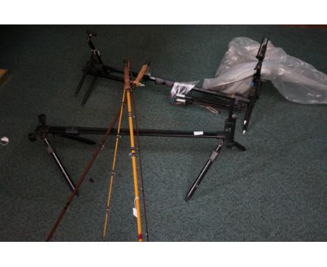 2x Vintage fishing rods & pole fishing equipment 
