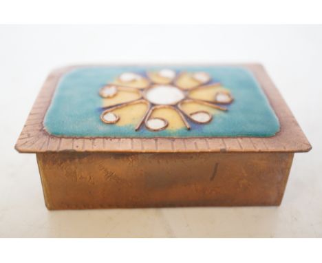 Art nouveau copper & enamel trinket box 