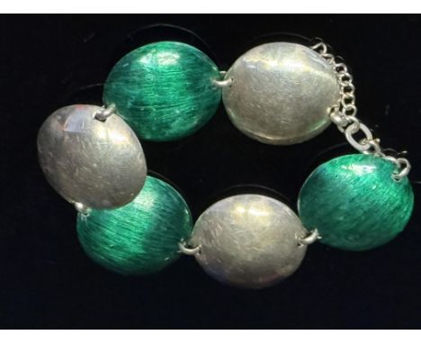 Silver & enamel bracelet 29g