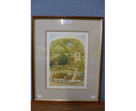 A signed Glynn Thomas limited edition print, Grantchester, framed 