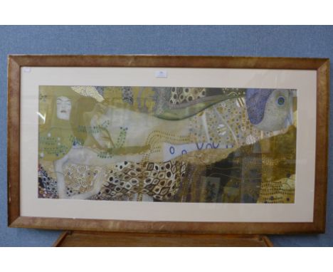 A Gustav Klimt print, framed 