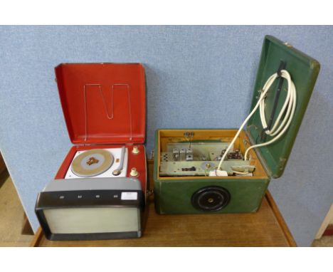 A Bush Top Ten portable record player and an Art Deco radio 