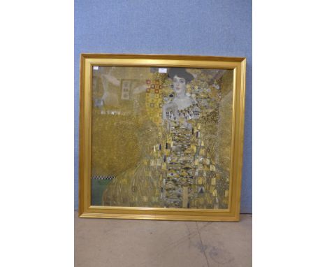 A Gustav Klimt print, framed 