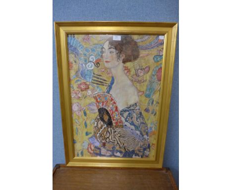 A Gustav Klimt print, framed 