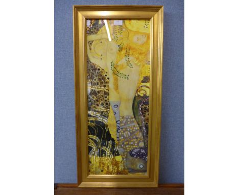 A Gustav Klimt print, framed 