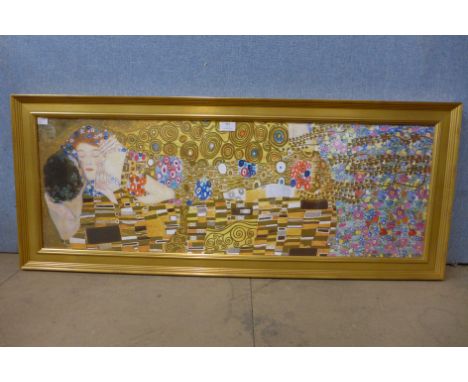 A Gustav Klimt print, framed 