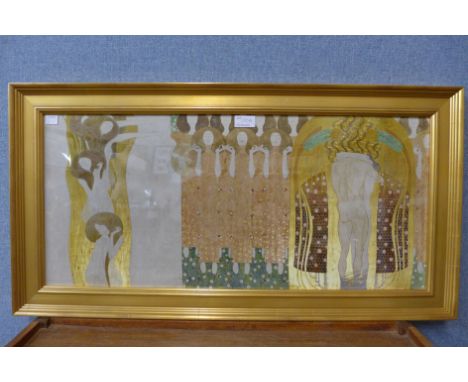 A Gustav Klimt print, framed 