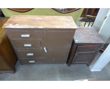 Two painted cabinets and a painted wall shelf 