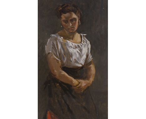 Michael Lawrence Cadman (1920-2010), oil on board, Portrait of an Italian woman, 50 x 30cm
