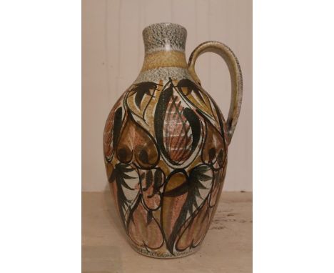 A large hand decorated Bourne Denby Stoneware Glyn Colledge hand decorated pitcher in autumnal&nbsp;colourway. 
standing 30 c