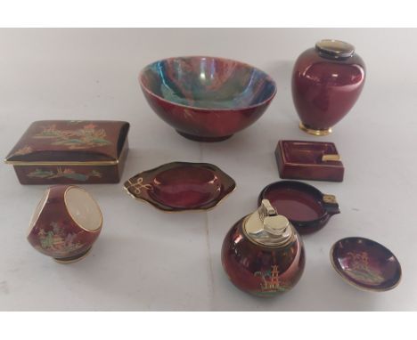 A Collection of Carltonware Rouge Royal and similar lusterware, factories to include Wilkinson, Leighton Pottery and Coronawe