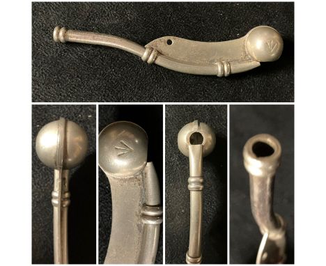 Bosuns naval whistle, possibly WW2, Military arrow stamp to bowl but no other markings to research. Approx 12 cms long.