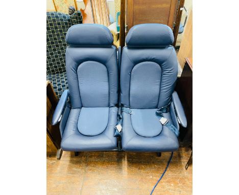 Concorde. Britax Contour Limited twin passenger aircraft seating for Concorde in blue leather upholstered with cloth inlay, s