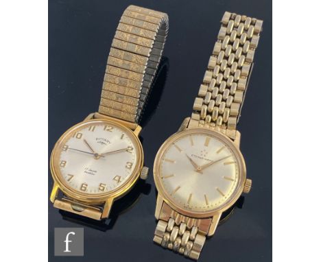 A gentleman's 9ct gold Eterna-Matic wrist watch batons to a silvered dial, case diameter 34mm, presentation engraving to case