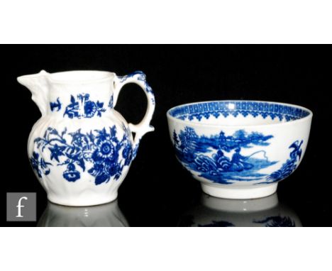 A late 18th to early 19th Century Worcester sparrow beak jug decorated in the underglaze blue and white Pine Cone pattern, C 